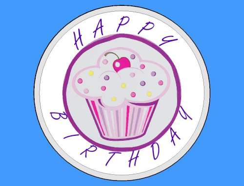 Purple Cupcake Edible Icing Image - Click Image to Close